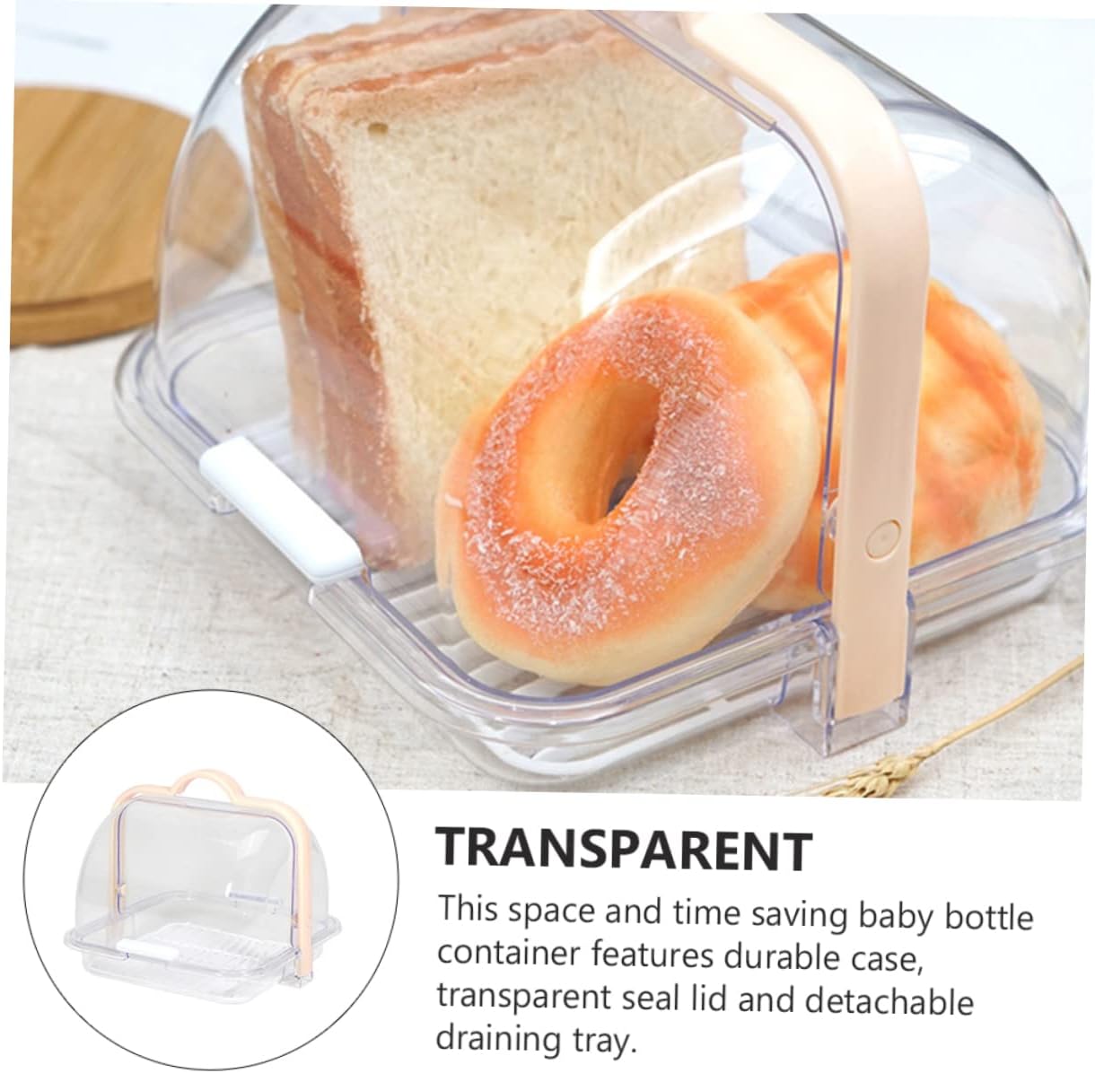 Transparent Food Storage Container with Lid and Drip Tray for Bread Milk Packaging - Image 5