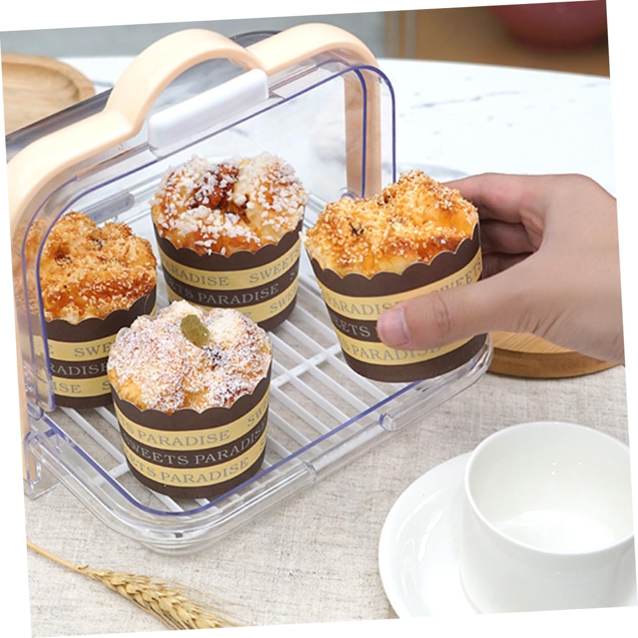 Transparent Food Storage Container with Lid and Drip Tray for Bread Milk Packaging - Image 6