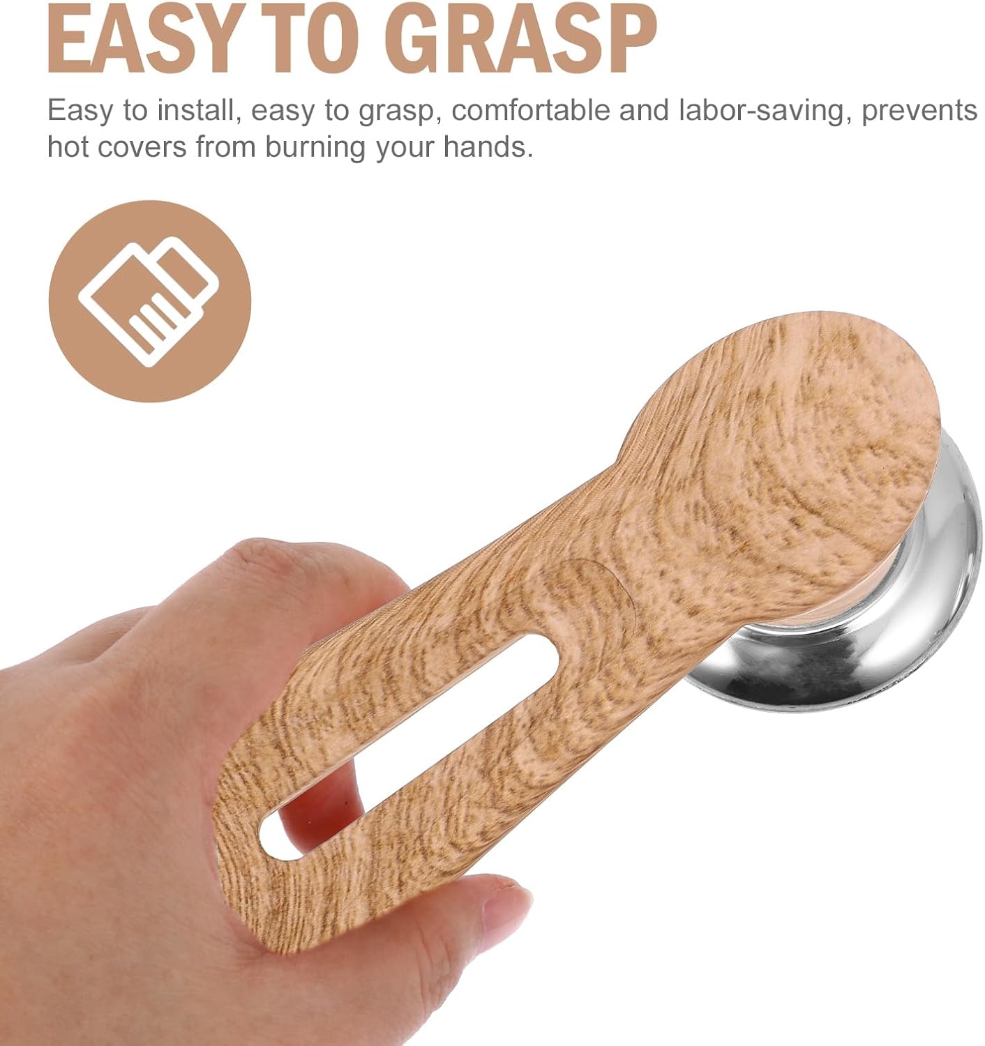 2 Pack Universal Pan Lid Knob Replacement Handle Heat Resistant Wooden & Red - Image 3
