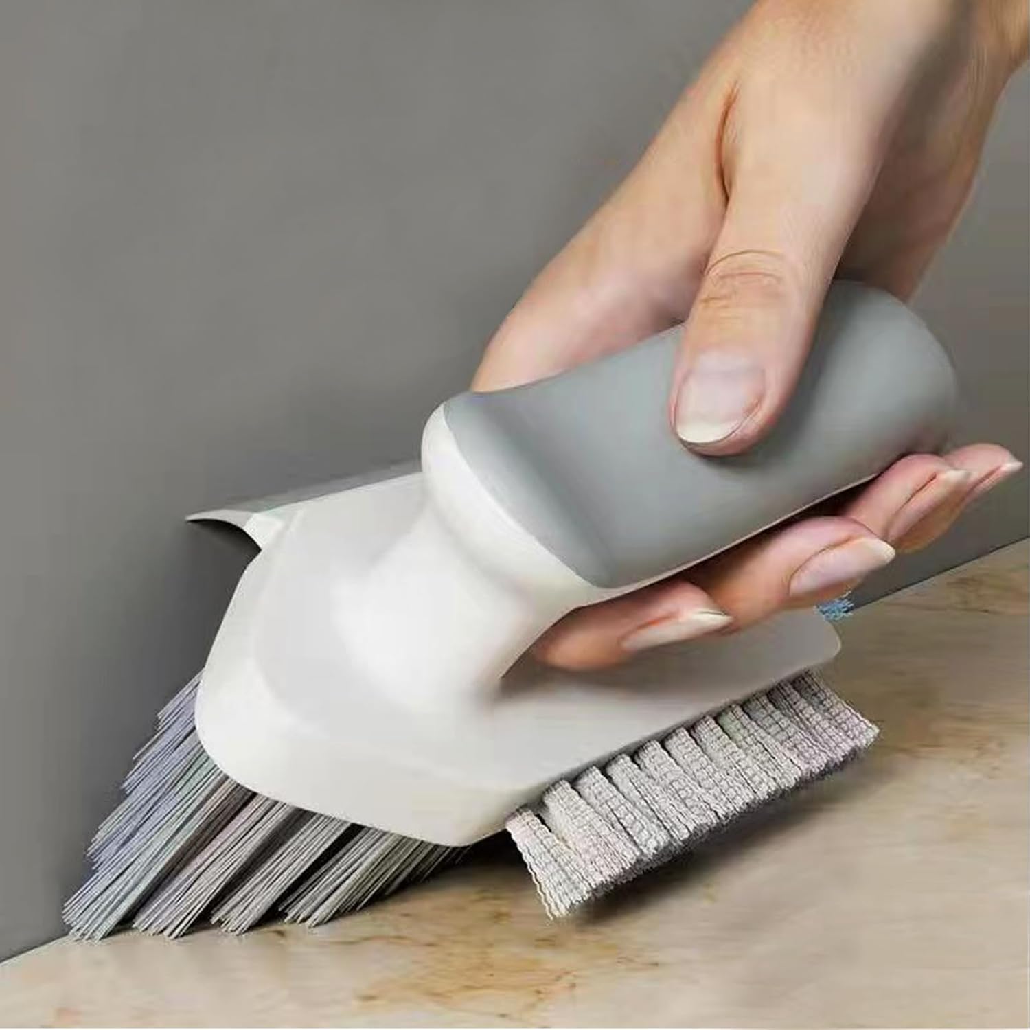 Grey Multi-Functional Durable Polypropylene Scrub Brush Powerful Cleaning Brush for Tiles Grout Kitchen Bathroom Sink Floor Shower Bath - Image 1