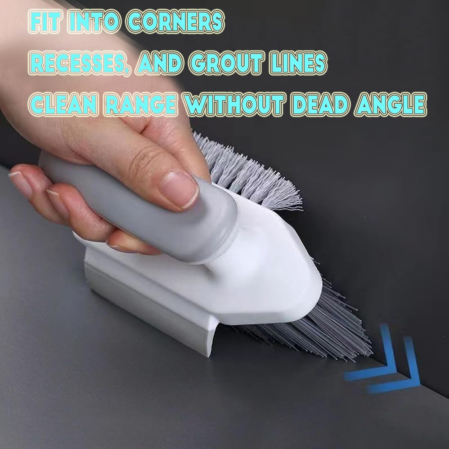 Grey Multi-Functional Durable Polypropylene Scrub Brush Powerful Cleaning Brush for Tiles Grout Kitchen Bathroom Sink Floor Shower Bath - Image 2