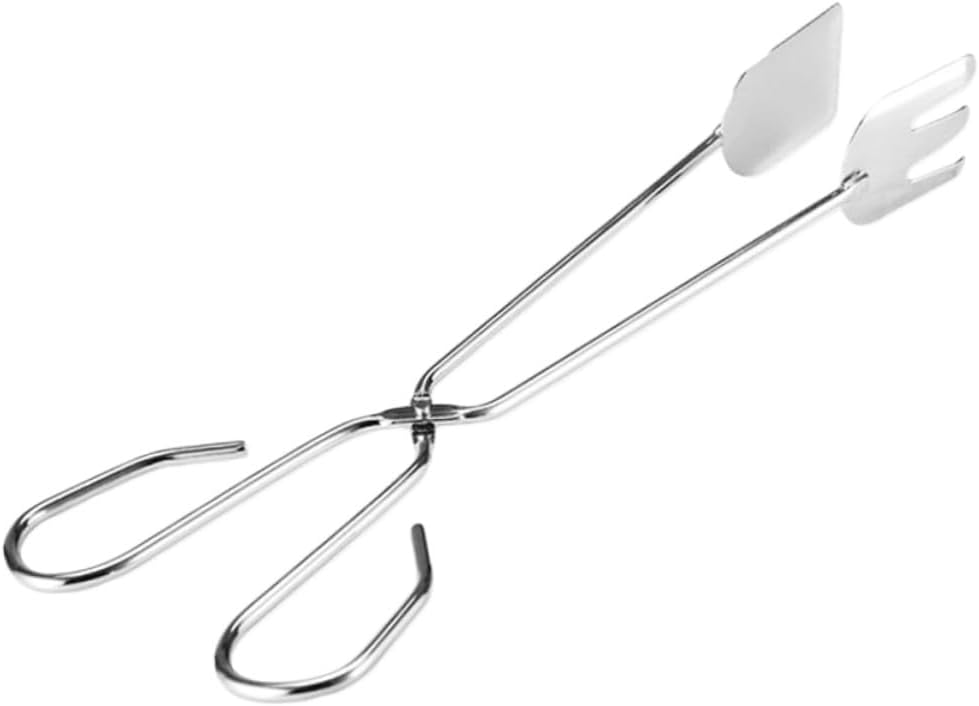 Silver Stainless Steel BBQ Tongs with Long Handle Heat Resistant Barbecue Tongs for Meat & Vegetables - Image 1