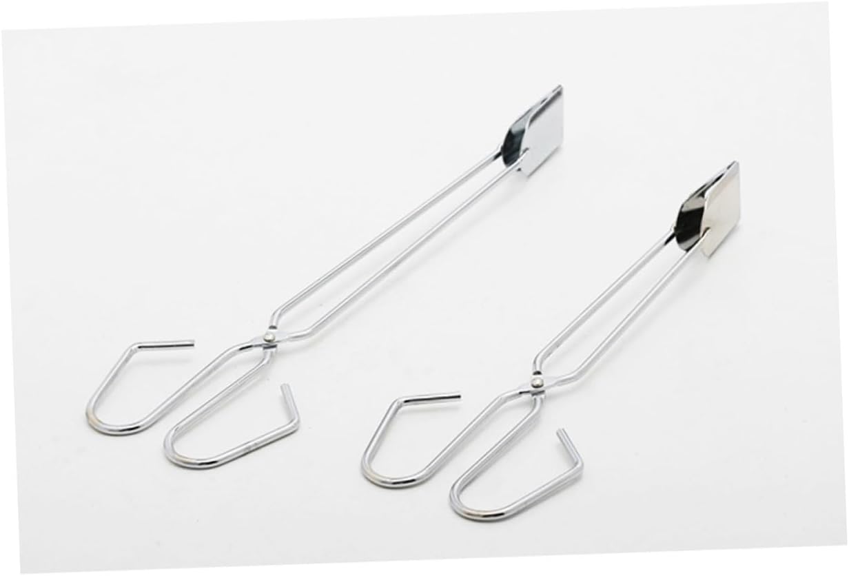 Silver Stainless Steel BBQ Tongs with Long Handle Heat Resistant Barbecue Tongs for Meat & Vegetables - Image 3