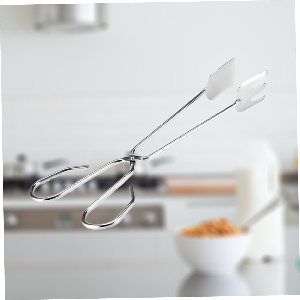 Silver Stainless Steel BBQ Tongs with Long Handle Heat Resistant Barbecue Tongs for Meat & Vegetables - Image 4