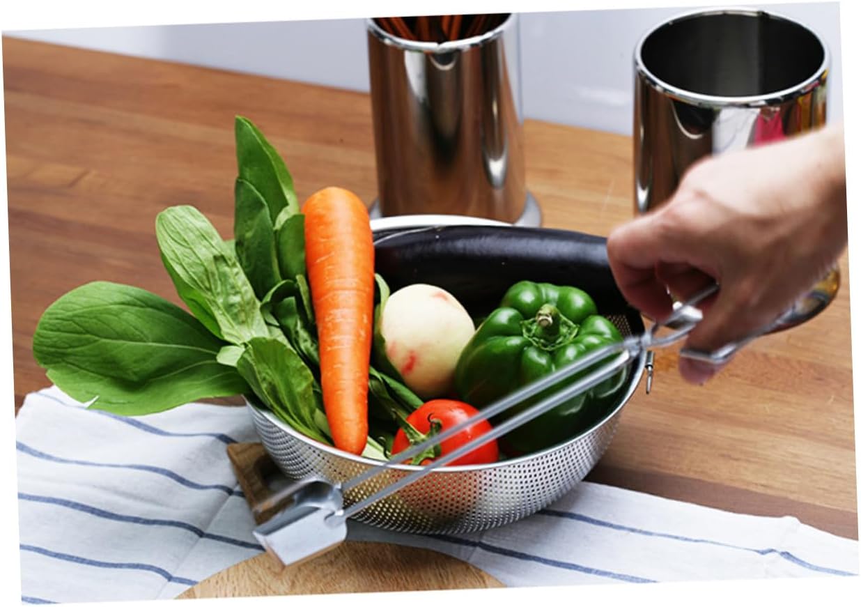 Silver Stainless Steel BBQ Tongs with Long Handle Heat Resistant Barbecue Tongs for Meat & Vegetables - Image 5