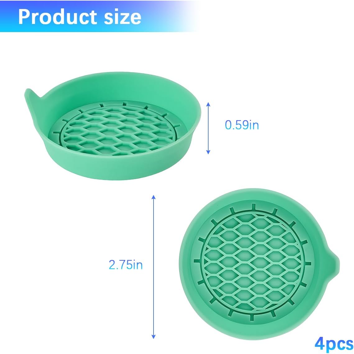 Car Silicone Anti-Slip Mats - Interior Accessories - Green - Pack of 4 - Image 2