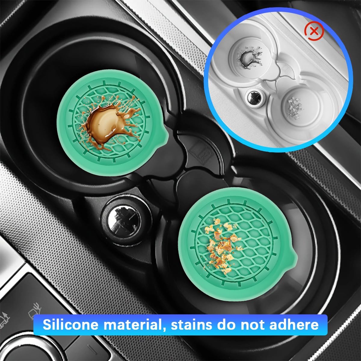 Car Silicone Anti-Slip Mats - Interior Accessories - Green - Pack of 4 - Image 5