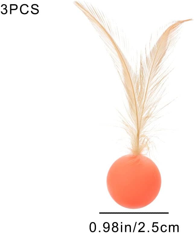 Cat Toy Bouncy Ball with Feathers Interactive Play Ball for Kittens & Adult Cats Pack of 3 - Image 5
