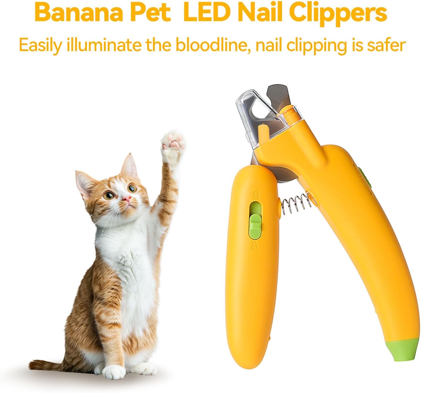 Dog & Cat Nail Clippers with Safety Lock for Small & Large Pets - Yellow - 1 Piece - Image 2