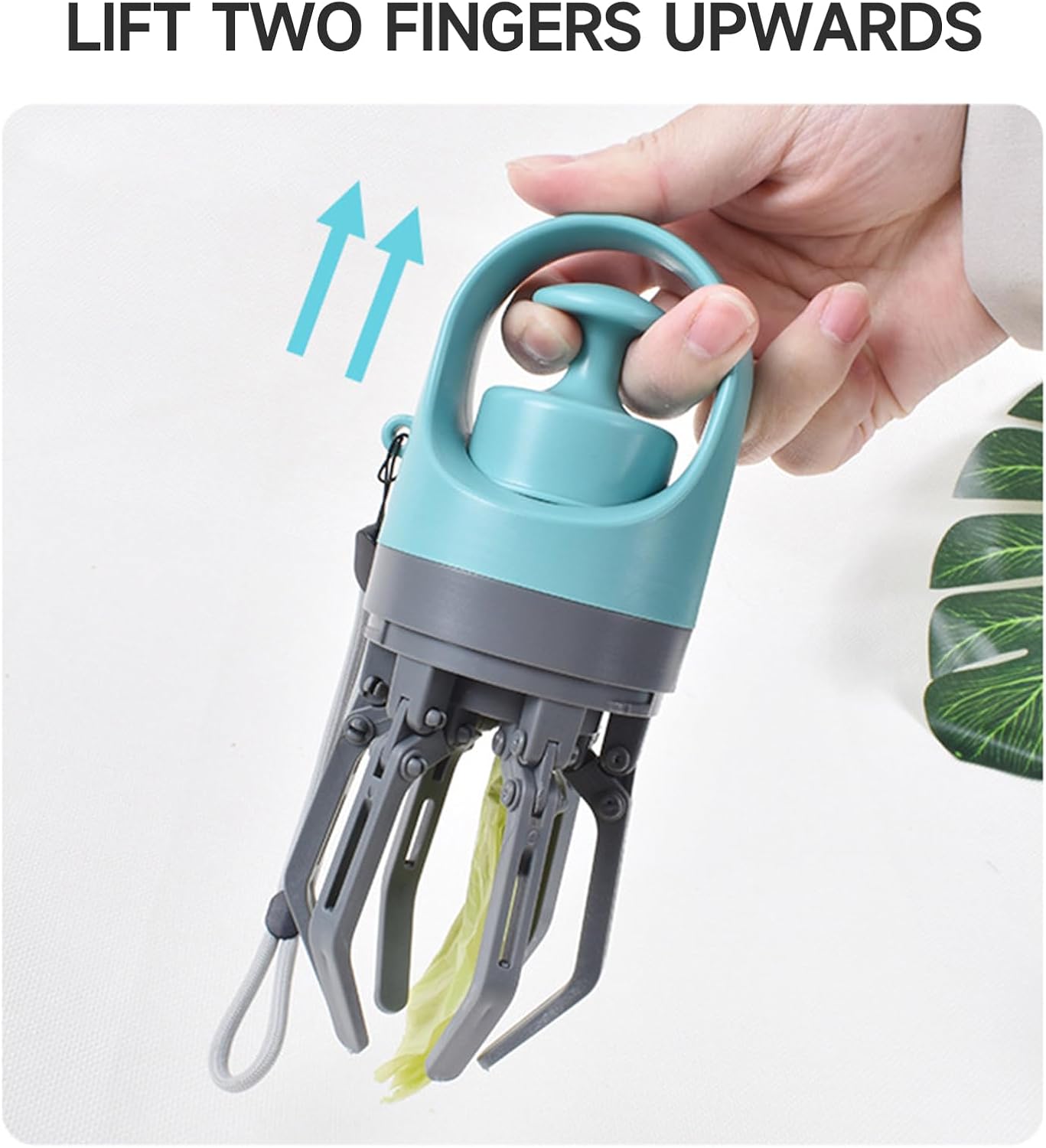 Portable 6-Claw Dog Poop Scooper with Built-in Bag Dispenser - Blue - Image 2