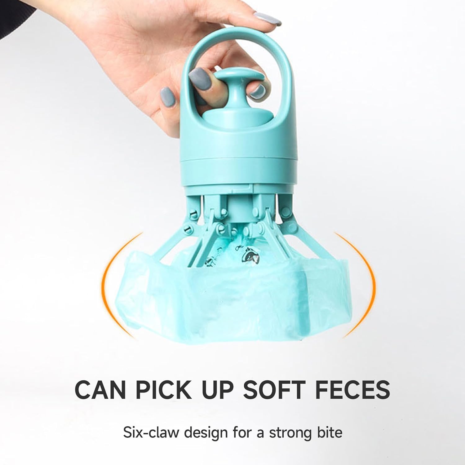 Portable 6-Claw Dog Poop Scooper with Built-in Bag Dispenser - Blue - Image 4