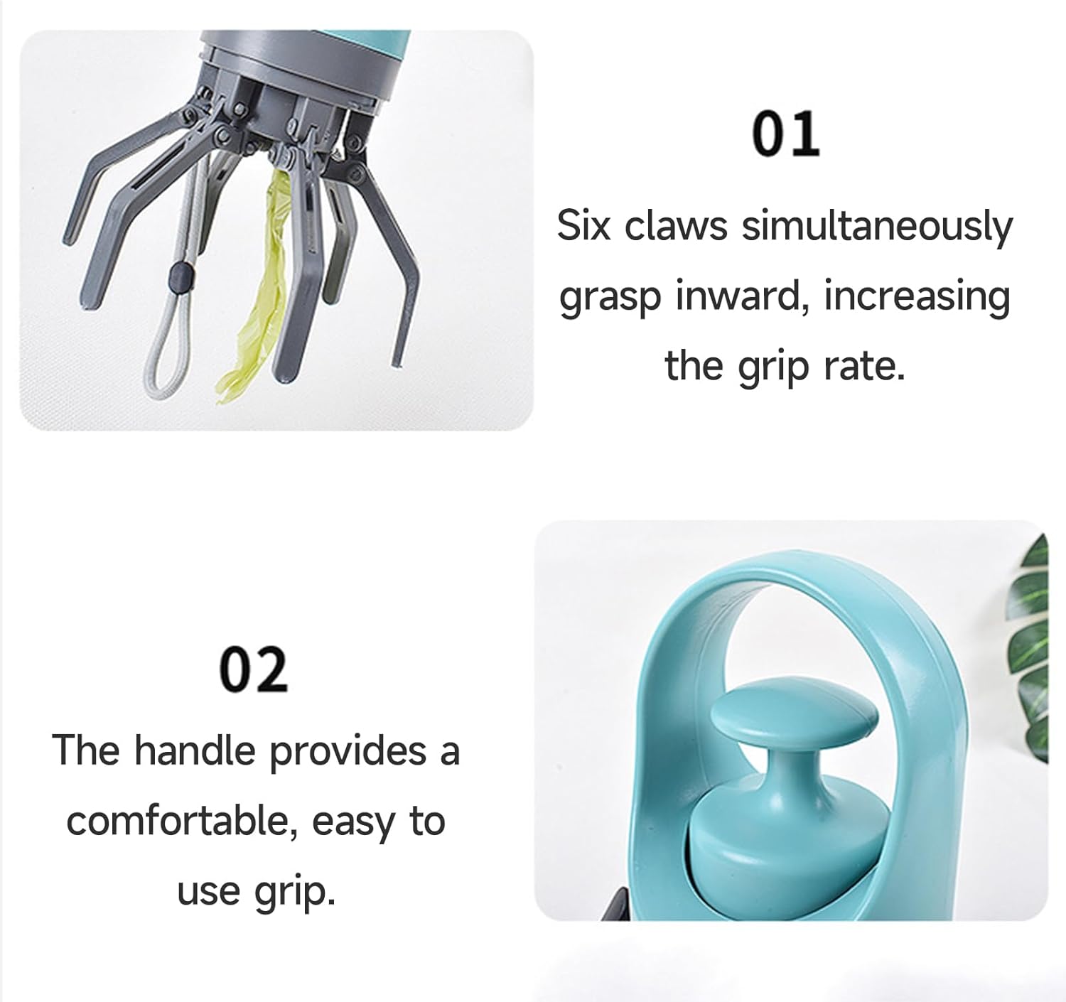 Portable 6-Claw Dog Poop Scooper with Built-in Bag Dispenser - Blue - Image 7