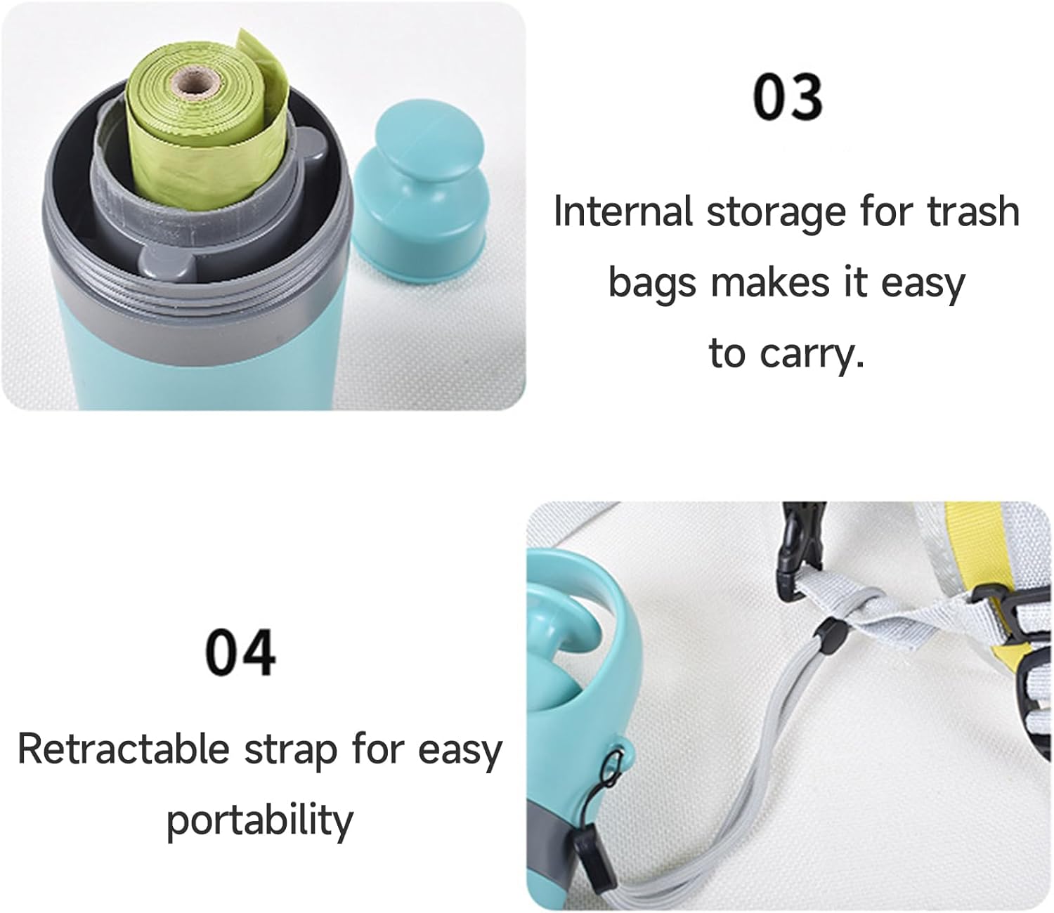 Portable 6-Claw Dog Poop Scooper with Built-in Bag Dispenser - Blue - Image 8