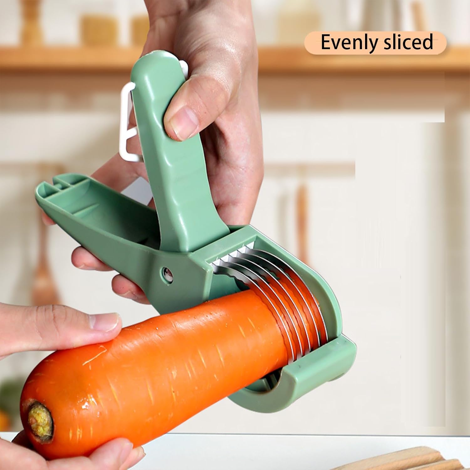 Adjustable Mandoline Slicer with Handle and Safety Guard - Cuts 6 Slices at Once - Vegetable Cutter for Cucumber Carrot Potato - 2 Pack - Image 2