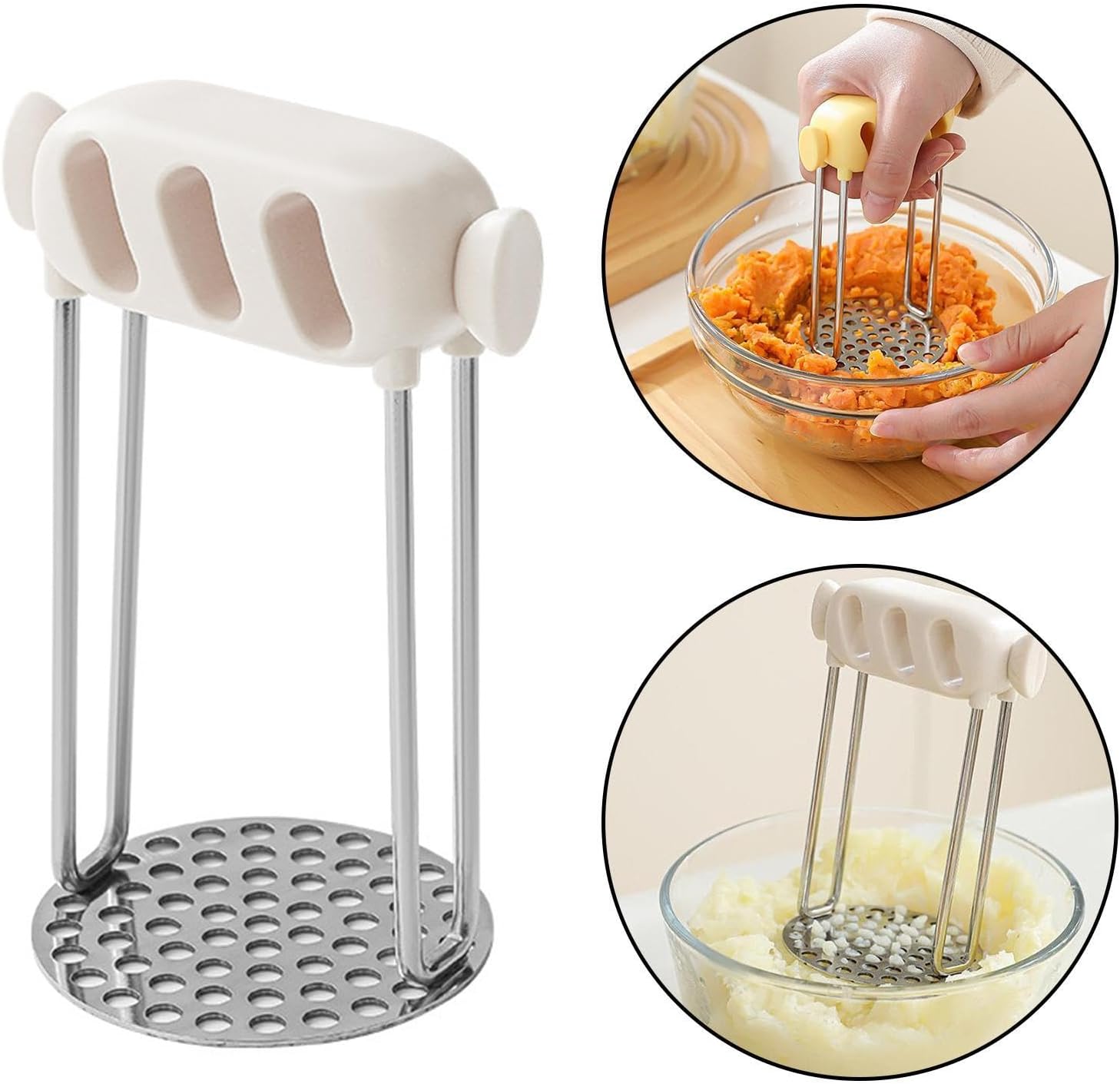 Professional Potato & Vegetable Masher with Honeycomb Design - Stainless Steel Puree Maker - Dishwasher Safe - Image 4