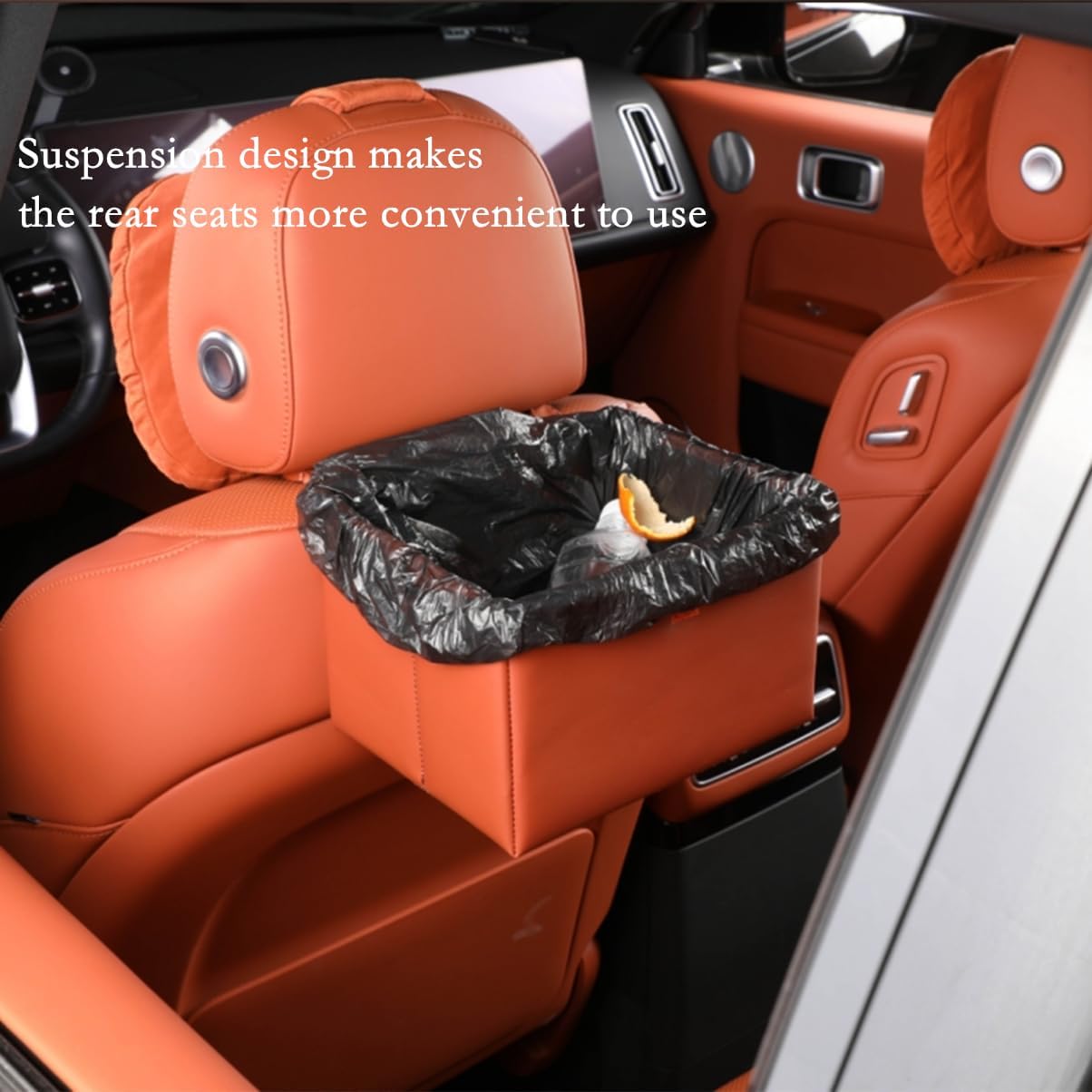Foldable Car Trash Bin & Organizer Leakproof Waterproof PU Leather Orange - Image 6