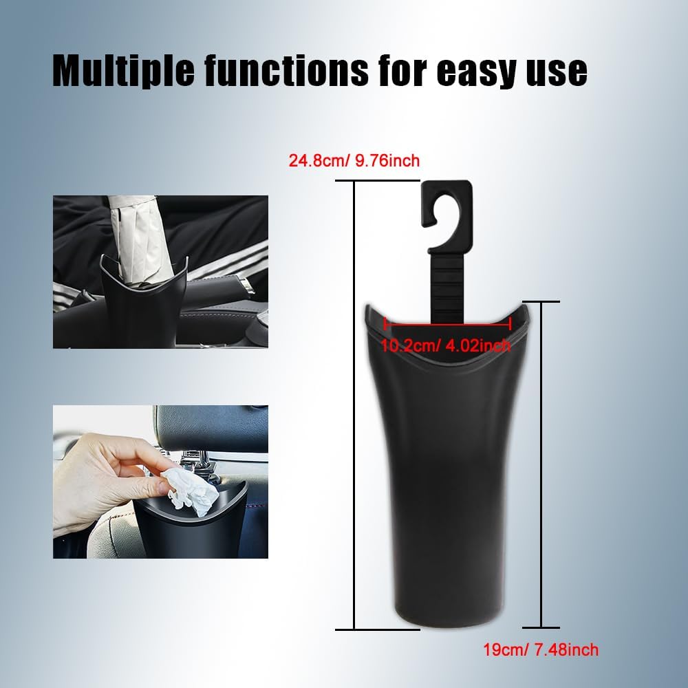 Car Trash Bin & Organizer - Under Seat or Center Console Storage Box with Umbrella Holder - Black - Set of 1 - Image 2