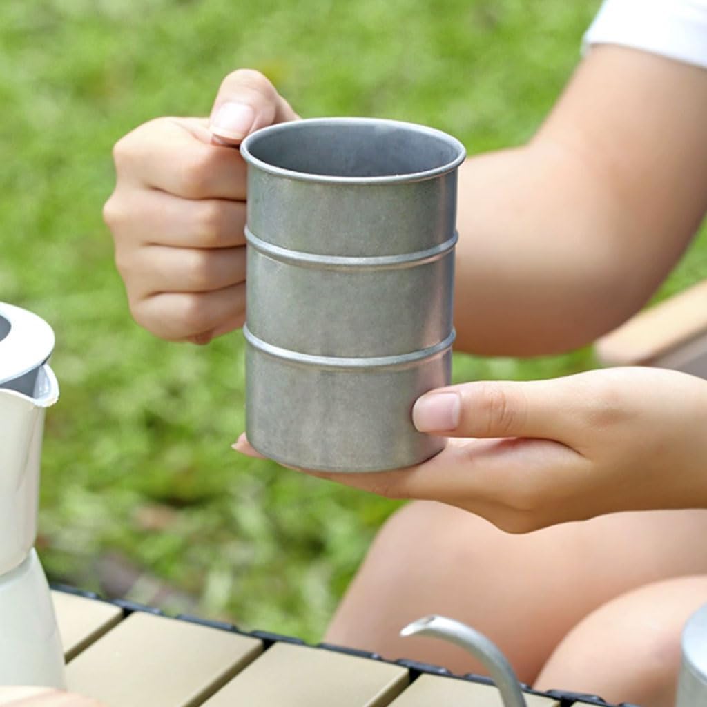 Outdoor Coffee Mug with Wooden Handle 350ml Set of 2 Camping Beer Cup for Outdoor Use - Image 5