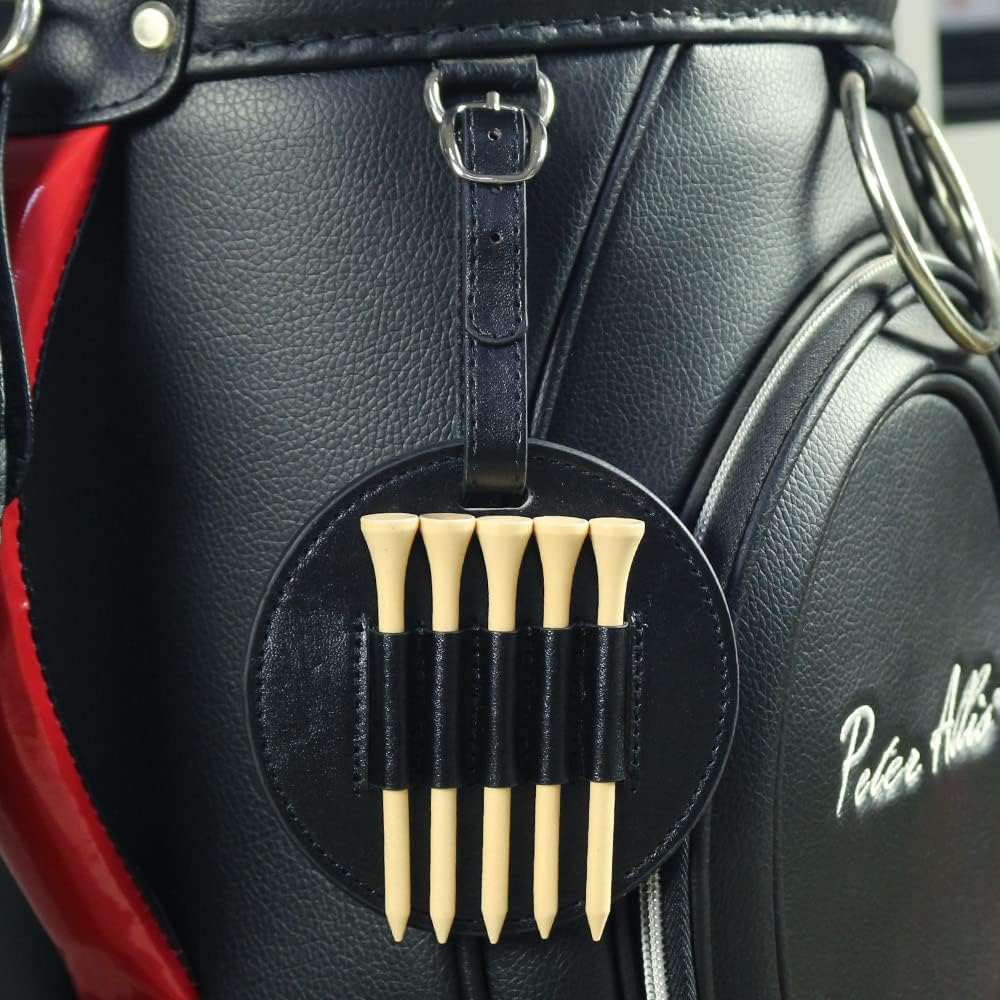 Leather Golf Tee Holder with 5 Wooden Tees 3-1/4 Inch Hook for Golf Bag Strap Hanging - Image 4