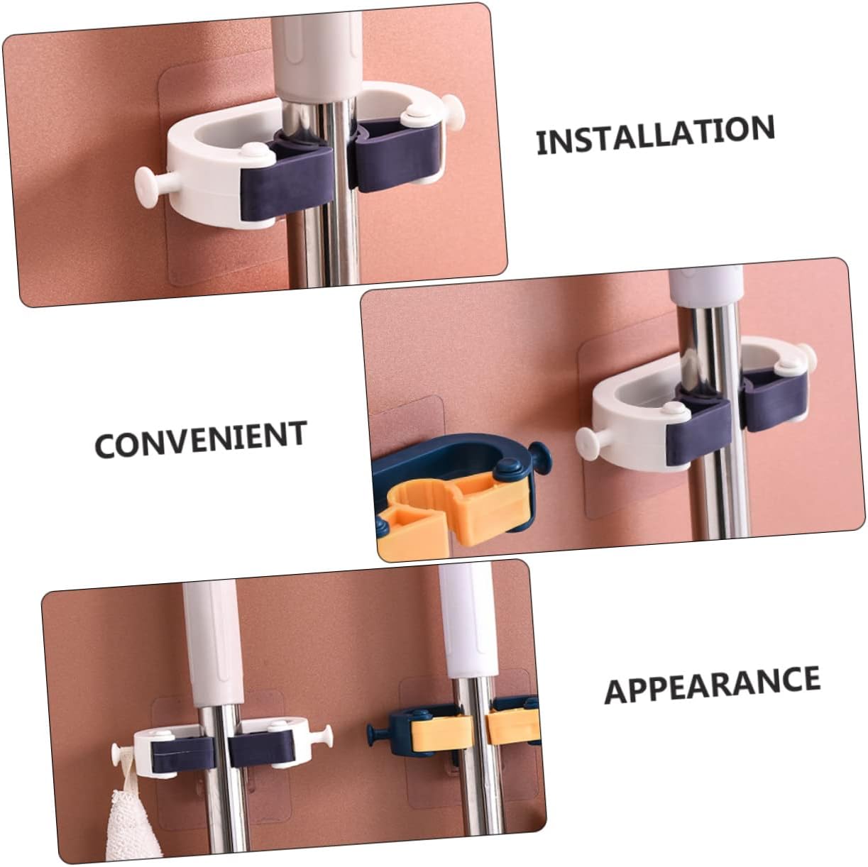 Adhesive Wall Hooks Set of 4 No Drill Hanging System for Kitchen and Garage - Image 2