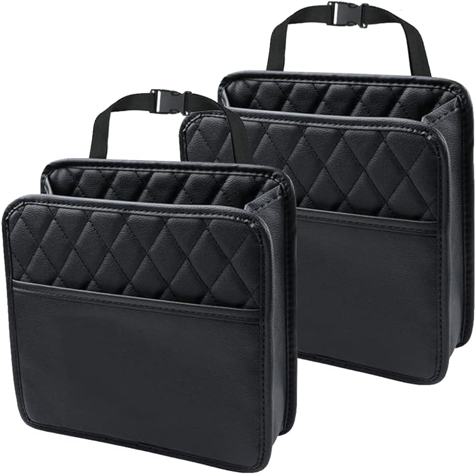 Car Seat Organizer 2 Pack - Black Backrest Storage Bag with Pockets - Car Interior Accessory - Image 1