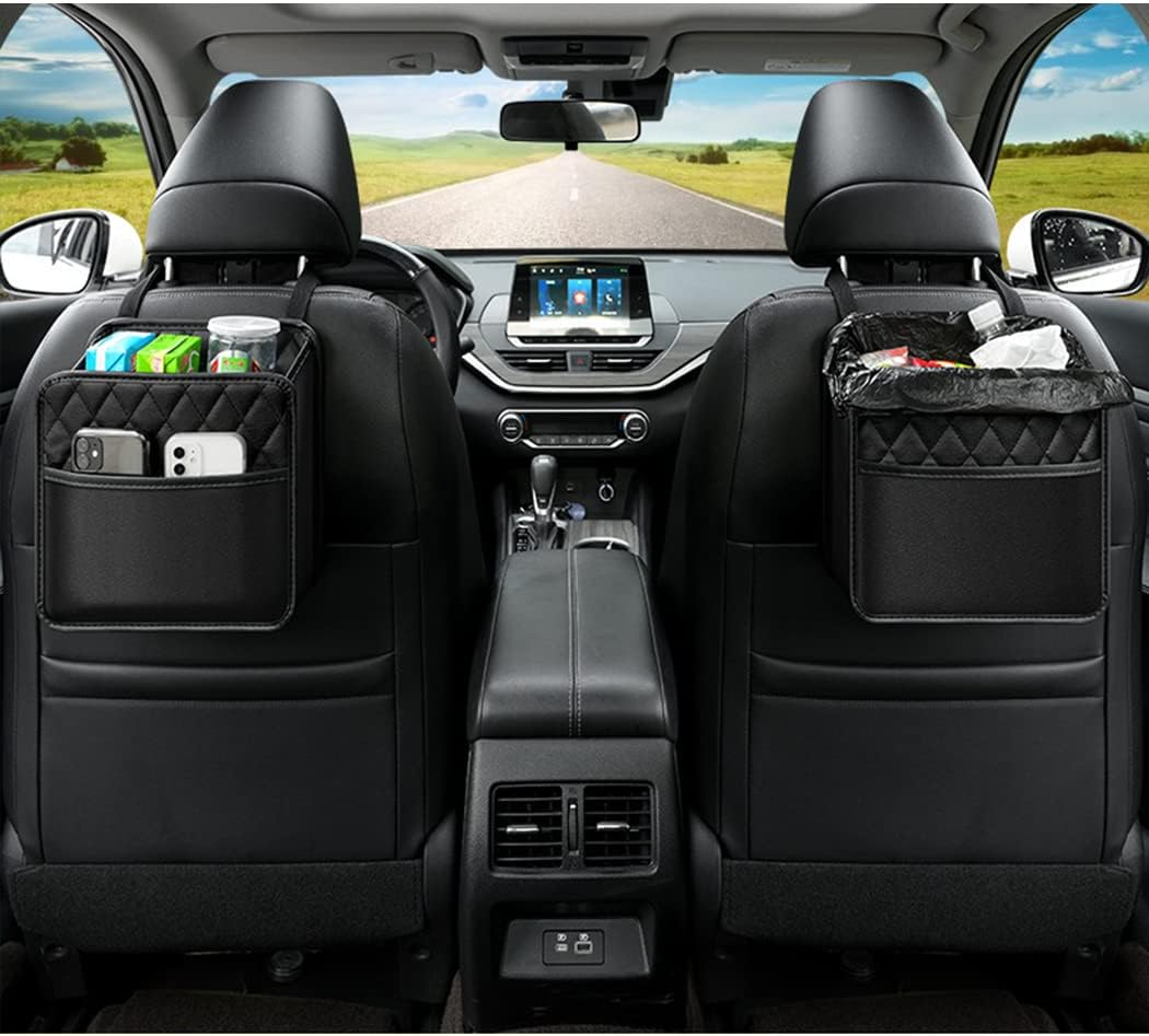 Car Seat Organizer 2 Pack - Black Backrest Storage Bag with Pockets - Car Interior Accessory - Image 2