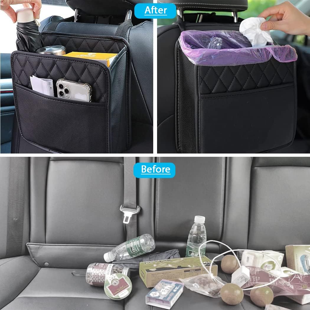 Car Seat Organizer 2 Pack - Black Backrest Storage Bag with Pockets - Car Interior Accessory - Image 3