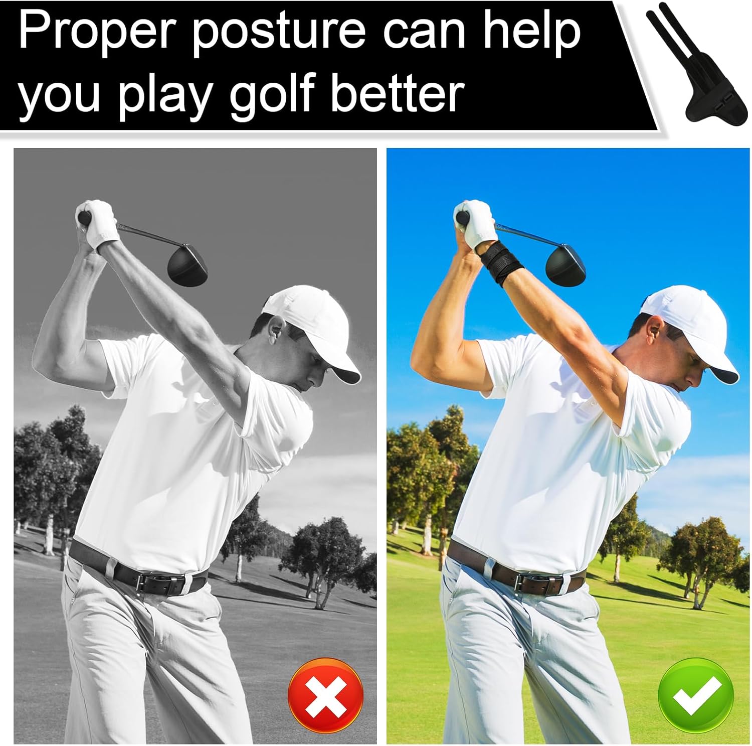 Golf Swing Trainer for Beginners - Black - Set of 1 - Ideal Training Aid - Image 4