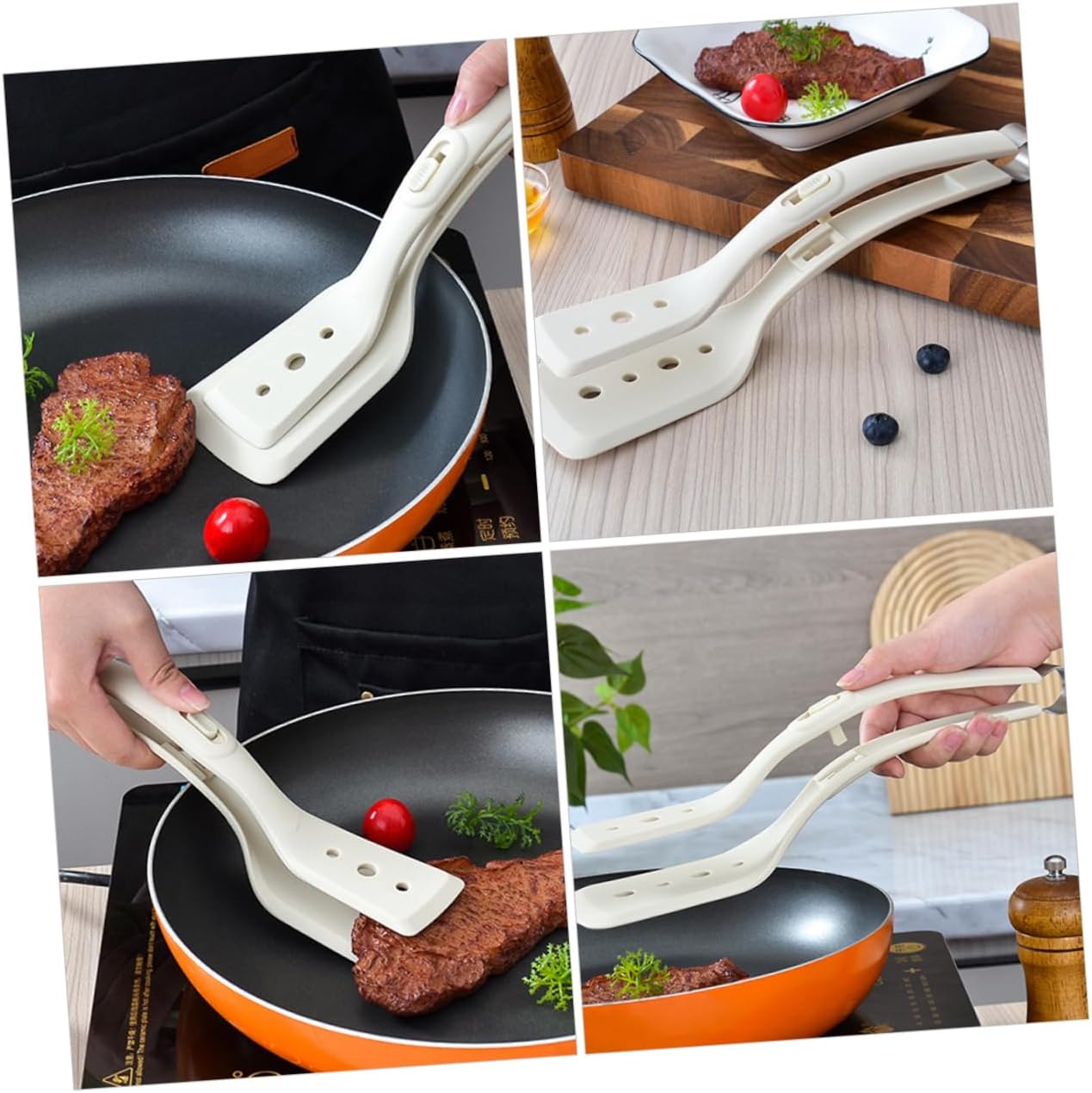 2-in-1 Silicone Spatula Tong Set of 2 Heat Resistant for Flipping and Serving - Image 2