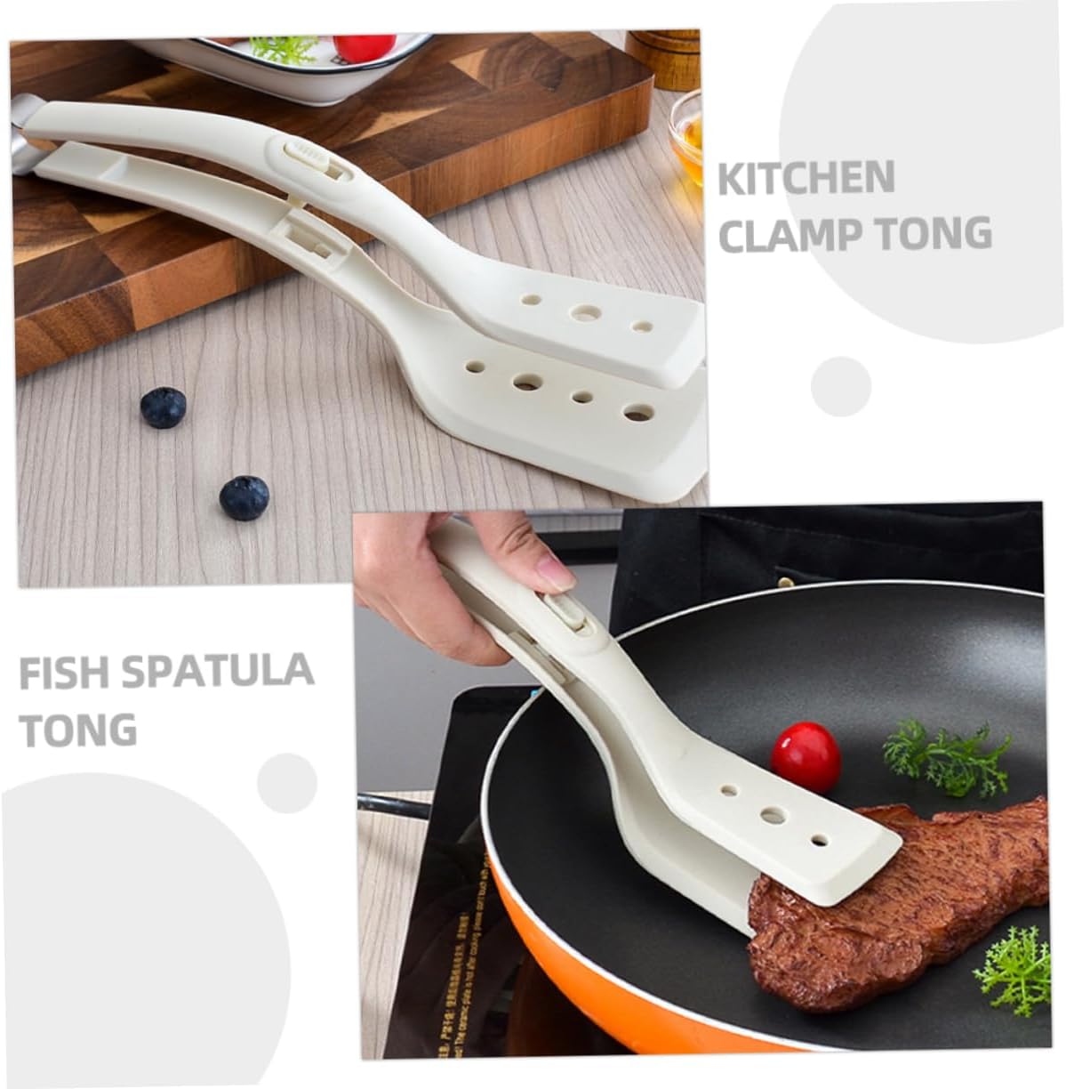 2-in-1 Silicone Spatula Tong Set of 2 Heat Resistant for Flipping and Serving - Image 4