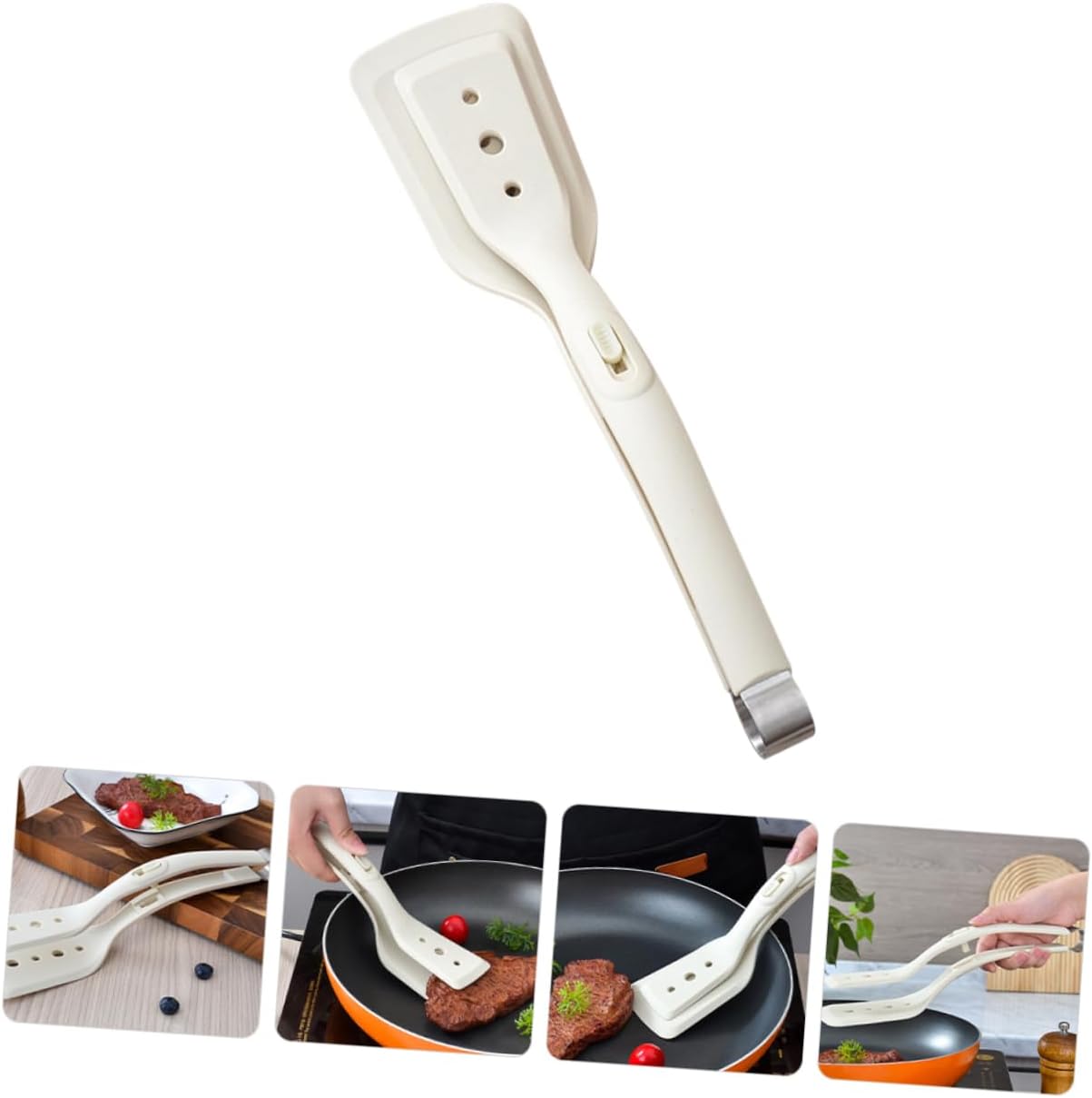 2-in-1 Silicone Spatula Tong Set of 2 Heat Resistant for Flipping and Serving - Image 5
