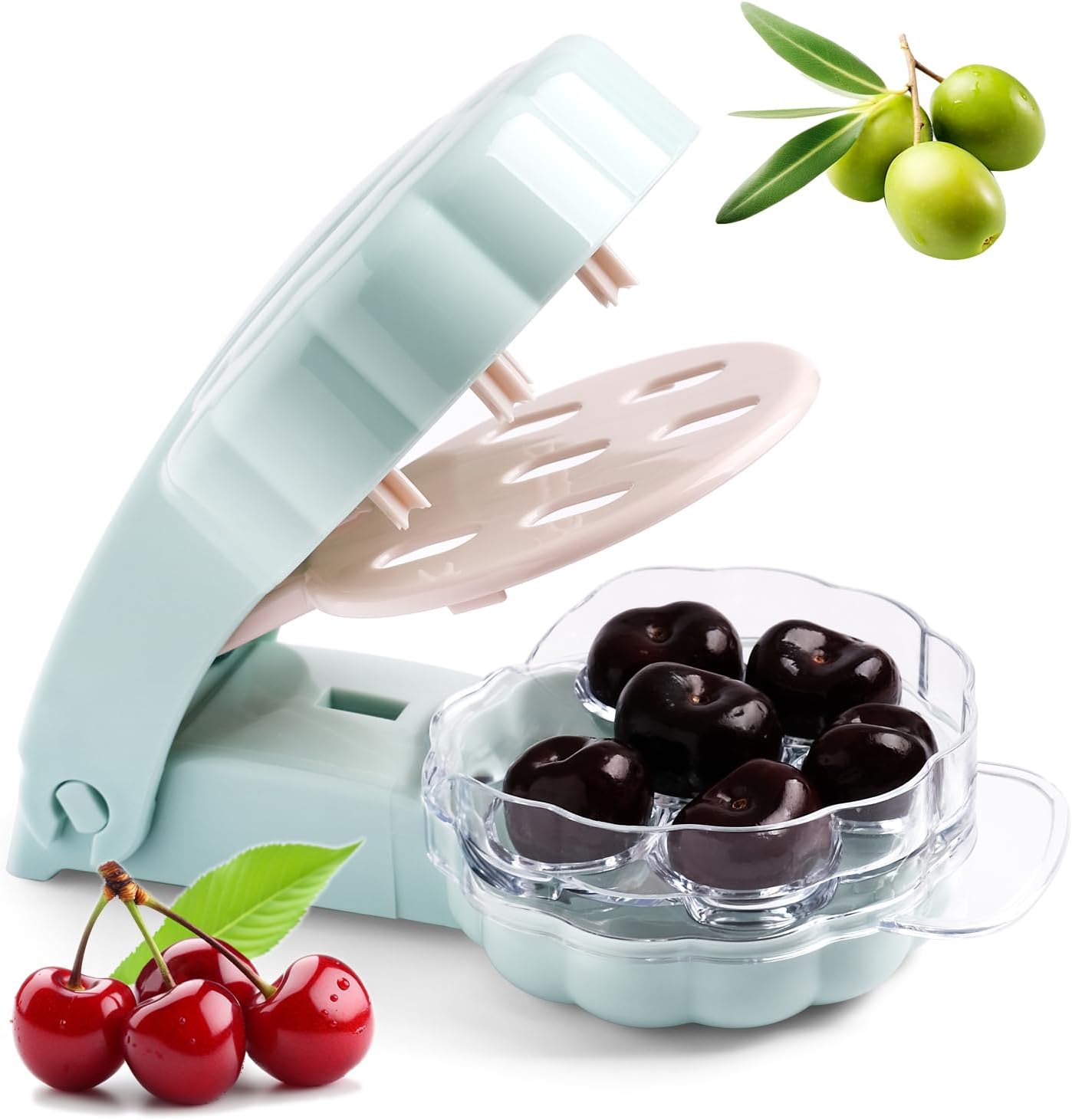 Cherry Pitter for 6 Cherries - Quick & Effortless - Also for Olives - 1 Piece - Image 1