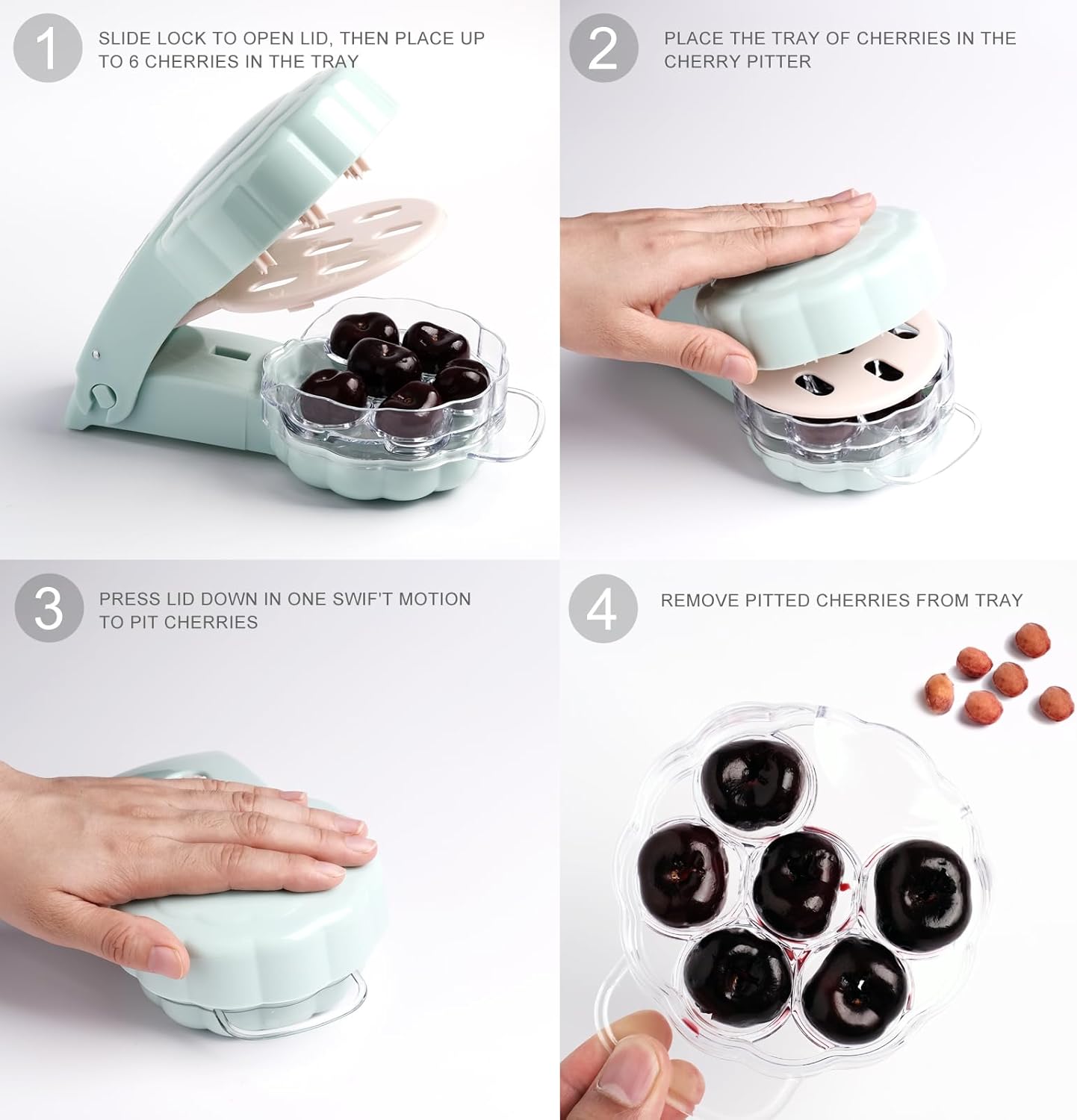 Cherry Pitter for 6 Cherries - Quick & Effortless - Also for Olives - 1 Piece - Image 4
