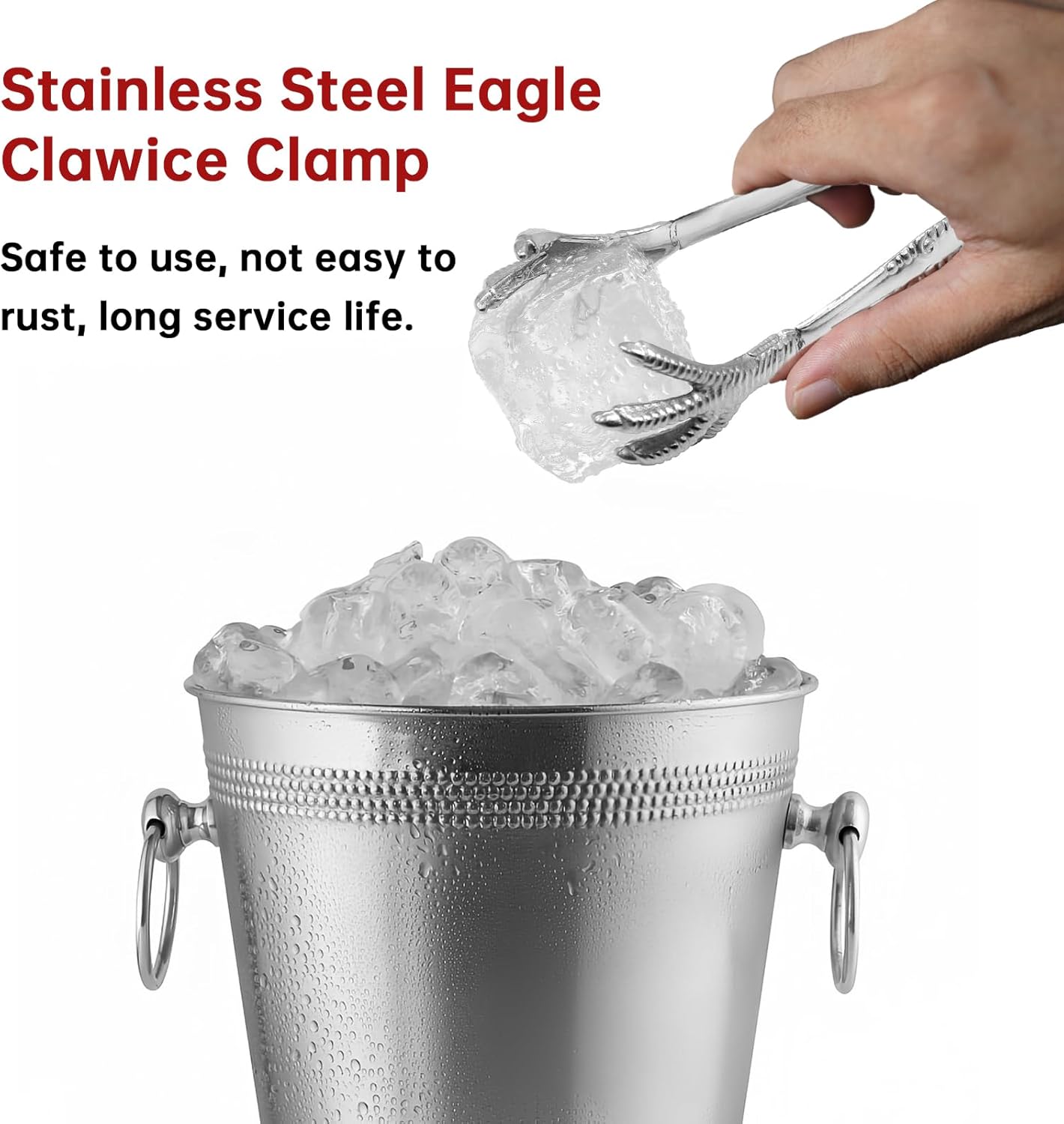 Eagle Claw Anti-Slip Stainless Steel Bar Service Clip - Kitchen Suction Cup Clip for Sugar Ice Household Use - Image 2