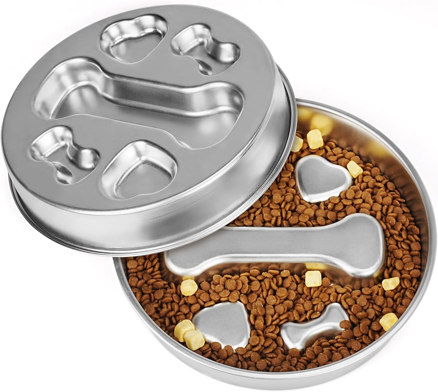 2-in-1 Stainless Steel Dog Slow Feeder & Lick Mat Set of 2 - Dishwasher Safe - Anti-Skid Design for Pet Feeding - Image 1
