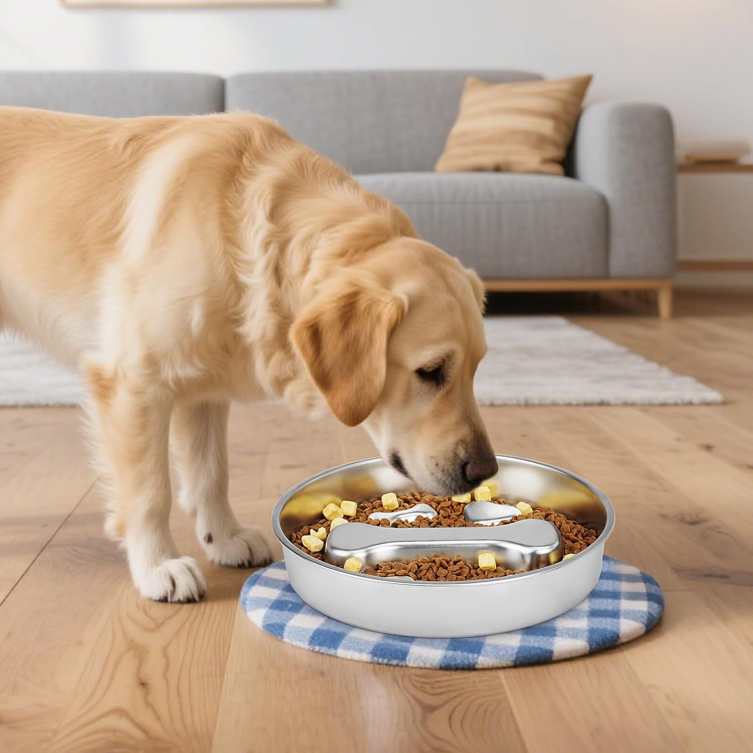 2-in-1 Stainless Steel Dog Slow Feeder & Lick Mat Set of 2 - Dishwasher Safe - Anti-Skid Design for Pet Feeding - Image 6