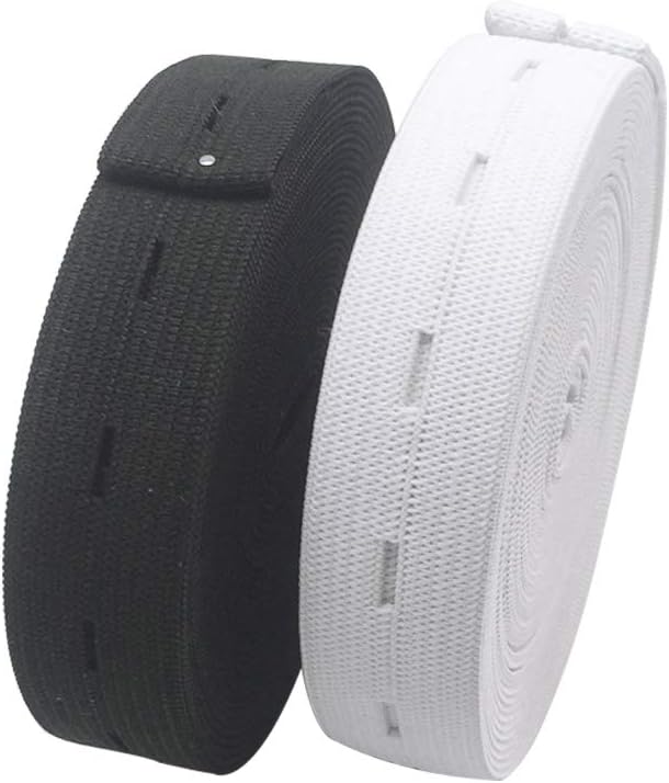 2 Pack Adjustable Elastic Waistbands 5 Meters Black & White Universal Fit for Pants All Sizes Clothing - Image 1