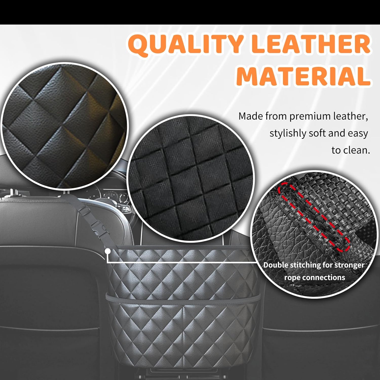 Car Seat Back Organizer with Storage Pockets - Black Vehicle Interior Accessory - Image 4