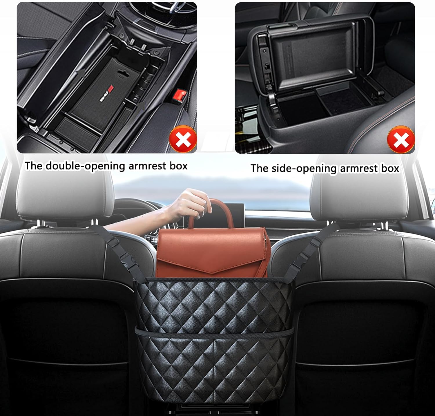 Car Seat Back Organizer with Storage Pockets - Black Vehicle Interior Accessory - Image 6