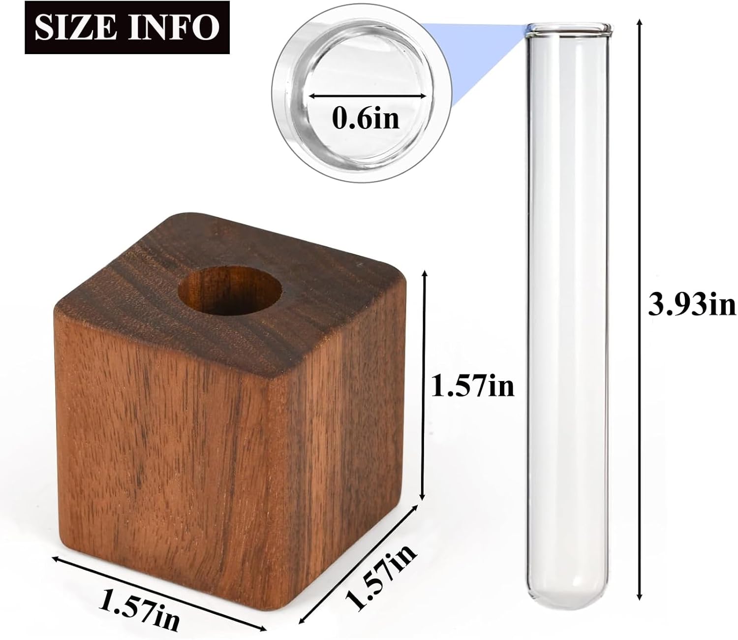 Magnetic Fridge Vases Set of 2 Wooden Decor for Stems & Dried Flowers - Image 2