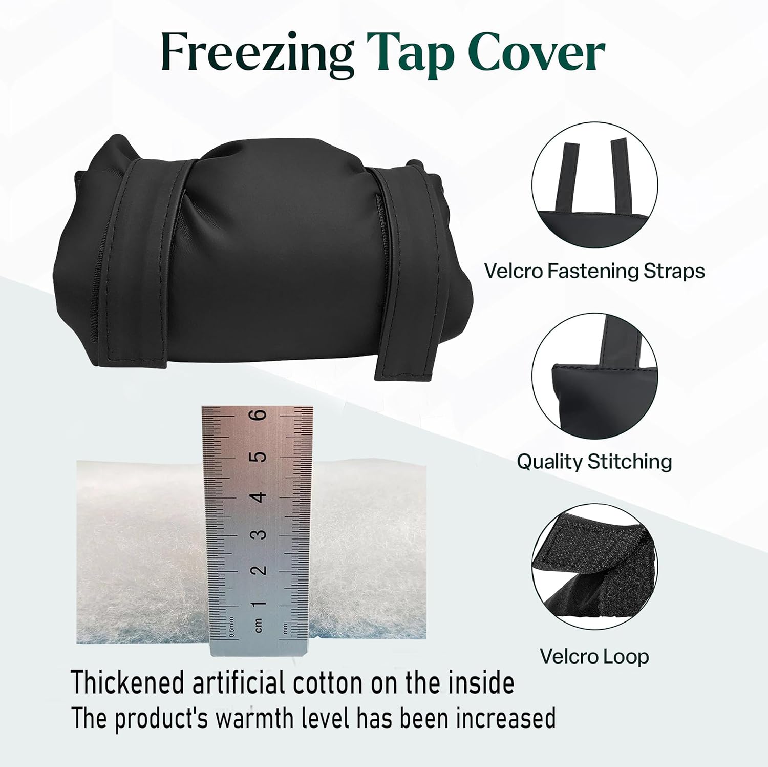 2 Pack Black Outdoor Faucet Cover Winter Freeze Protection Waterproof Insulated Garden Tap Sleeve Universal Cold Weather Shield - Image 5