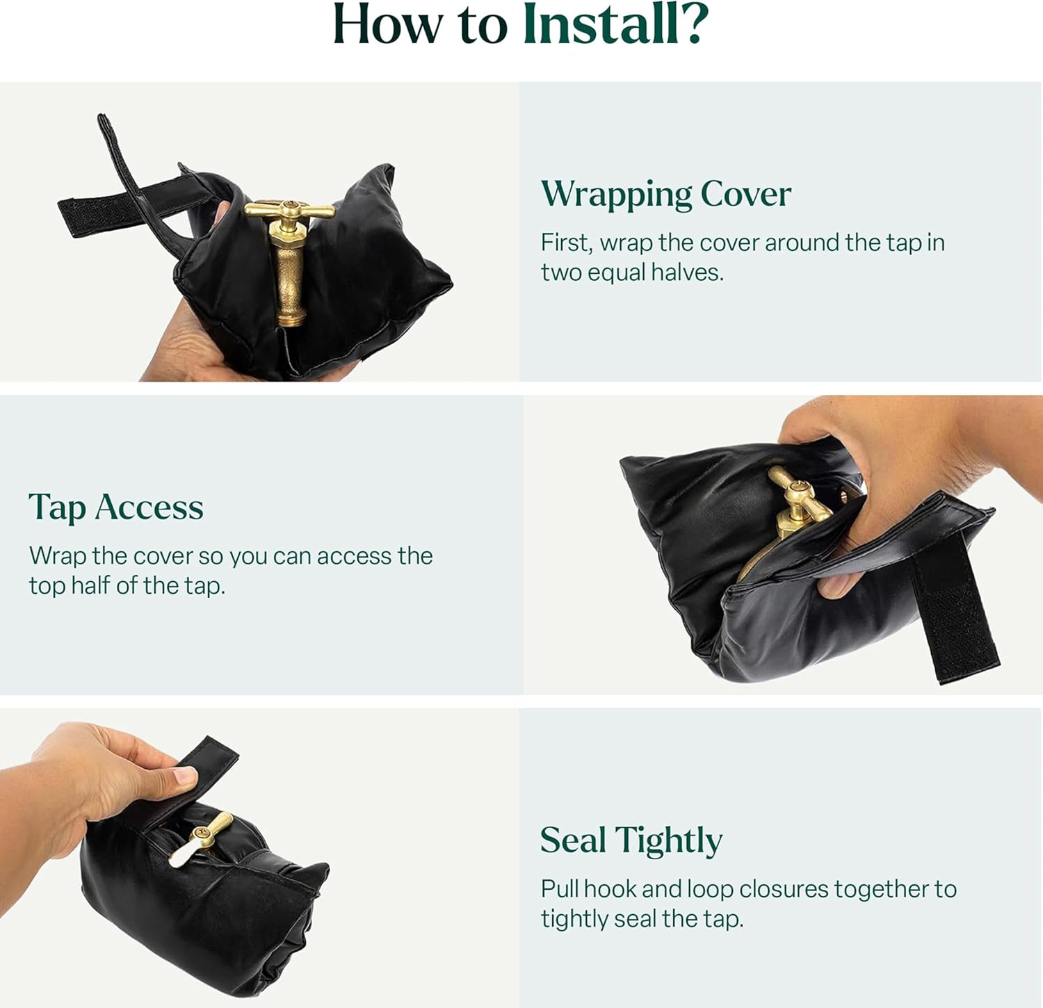 2 Pack Black Outdoor Faucet Cover Winter Freeze Protection Waterproof Insulated Garden Tap Sleeve Universal Cold Weather Shield - Image 6