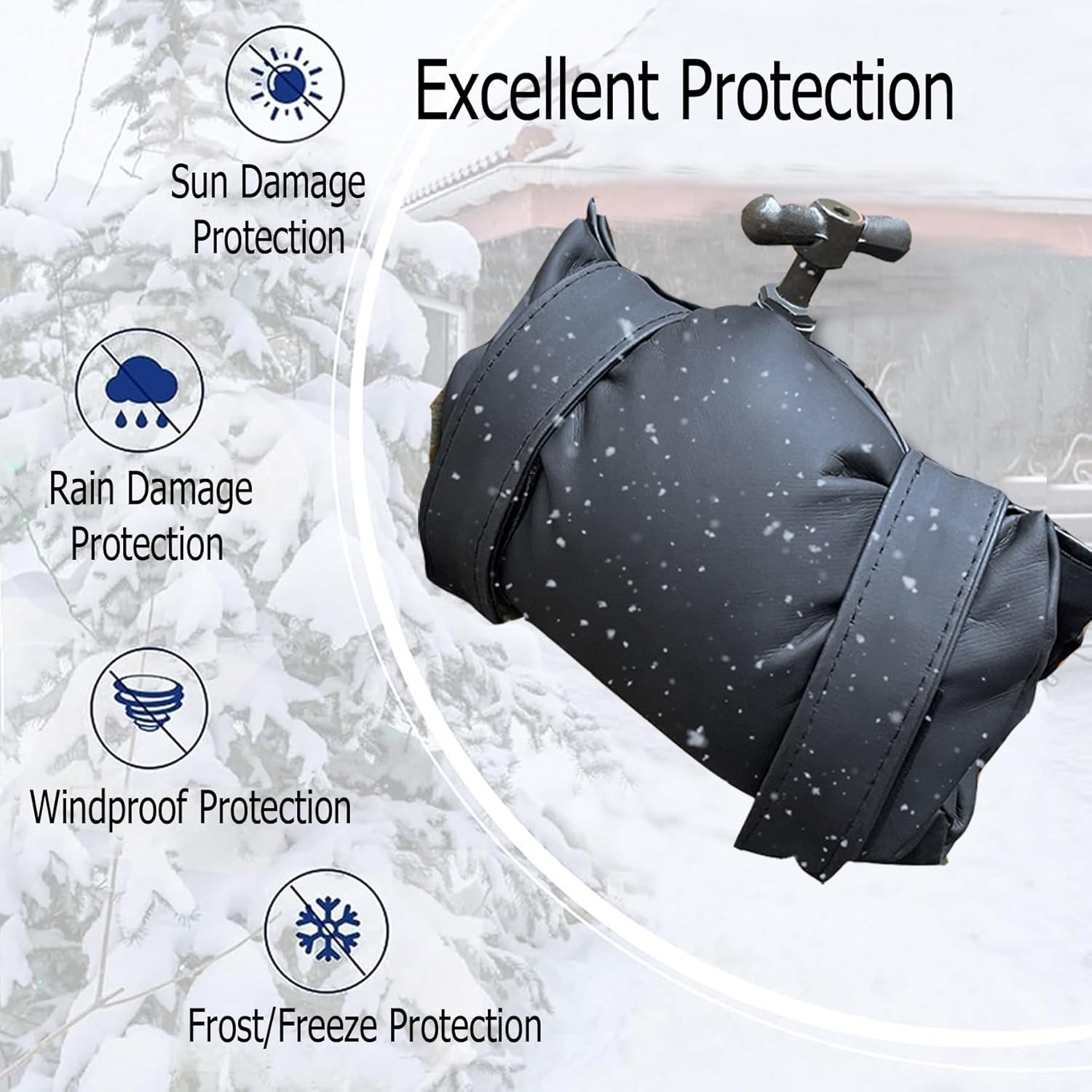 2 Pack Black Outdoor Faucet Cover Winter Freeze Protection Waterproof Insulated Garden Tap Sleeve Universal Cold Weather Shield - Image 7