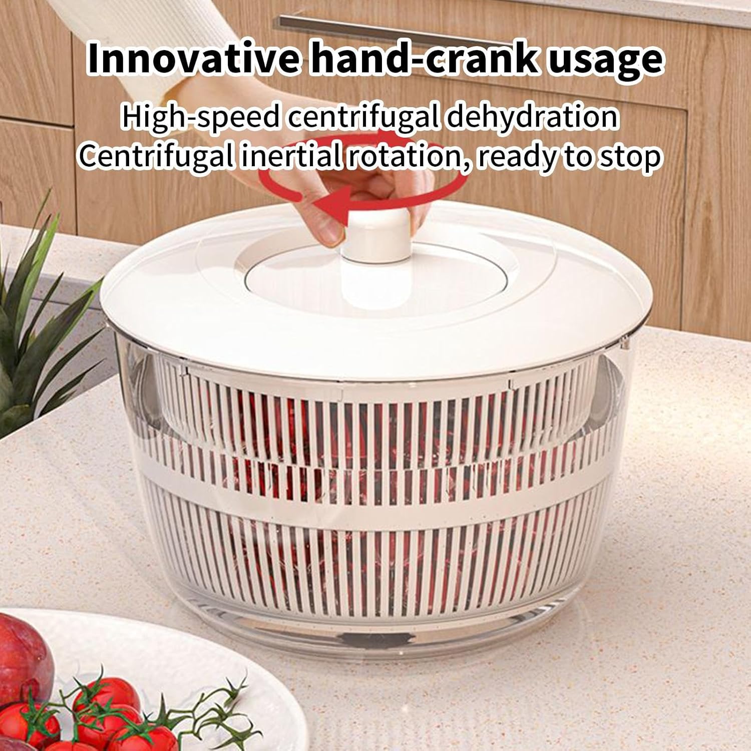 Multifunctional Salad Spinner with Colander Fast Drying Collapsible Vegetable Fruit Kitchen Tool - Image 3