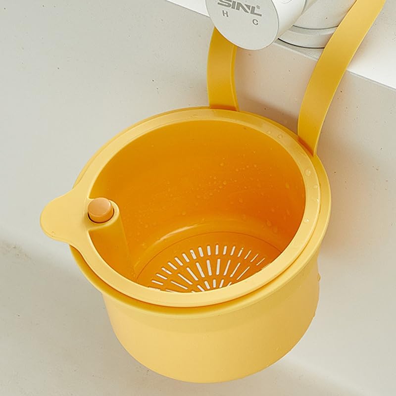 Yellow Hanging Kitchen Sink Strainer Multifunctional Faucet Drain Filter Anti-Clog Food Waste Mesh Screen - Image 1