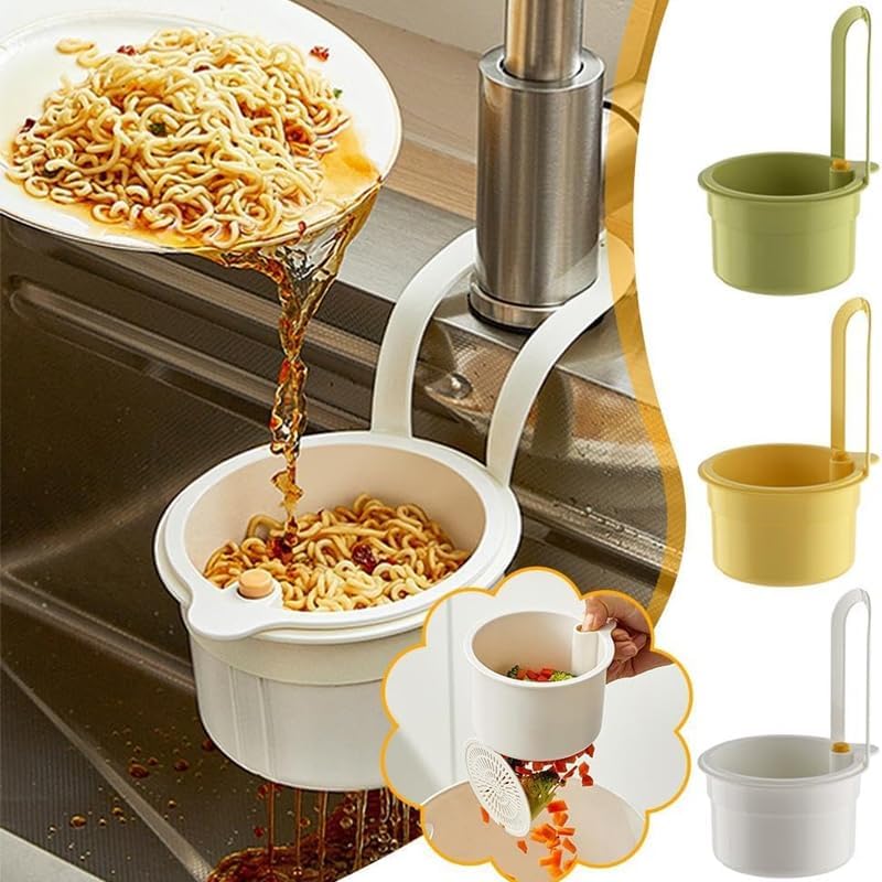 Yellow Hanging Kitchen Sink Strainer Multifunctional Faucet Drain Filter Anti-Clog Food Waste Mesh Screen - Image 2
