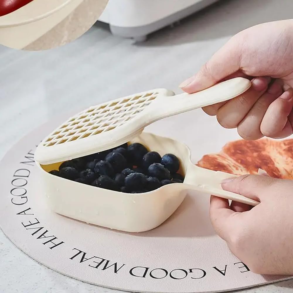 2-in-1 Sink Strainer Colander 2-in-1 Sink & Strainer Handy Shake and Drain System for Vegetables Fruit & Salad Large Capacity Yellow - Image 2