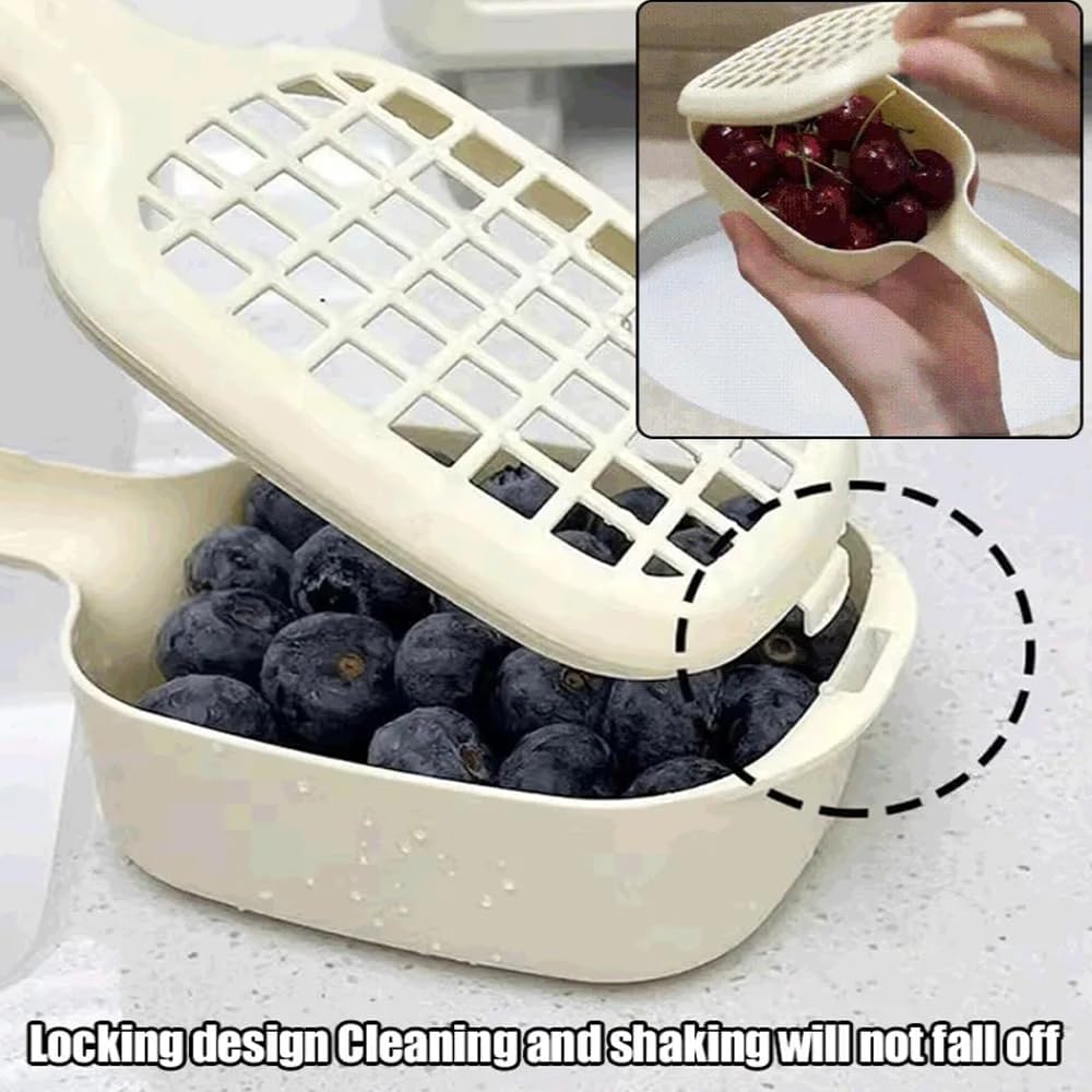 2-in-1 Sink Strainer Colander 2-in-1 Sink & Strainer Handy Shake and Drain System for Vegetables Fruit & Salad Large Capacity Yellow - Image 3