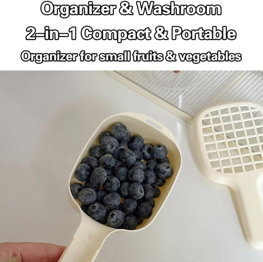2-in-1 Sink Strainer Colander 2-in-1 Sink & Strainer Handy Shake and Drain System for Vegetables Fruit & Salad Large Capacity Yellow - Image 4