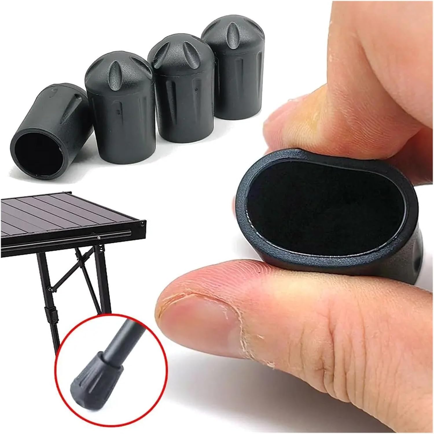 18mm Silicone Chair Leg Caps - 4 Pack Black Floor Protectors Scratch Resistant Furniture Pads - Image 2